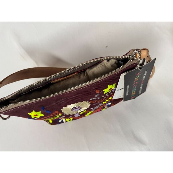 Consuela Vibrant Floral Embroidered Crossbody Bag With Leather Strap & Heart Pil - Picture 13 of 16